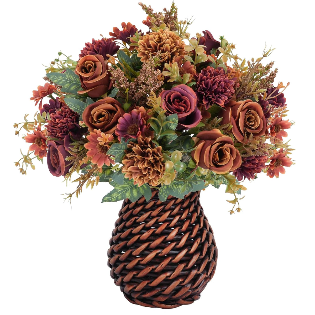 2 Bundles Artificial Daisy Flowers Bouquet, 20 Inch Silk Fake Wildflowers