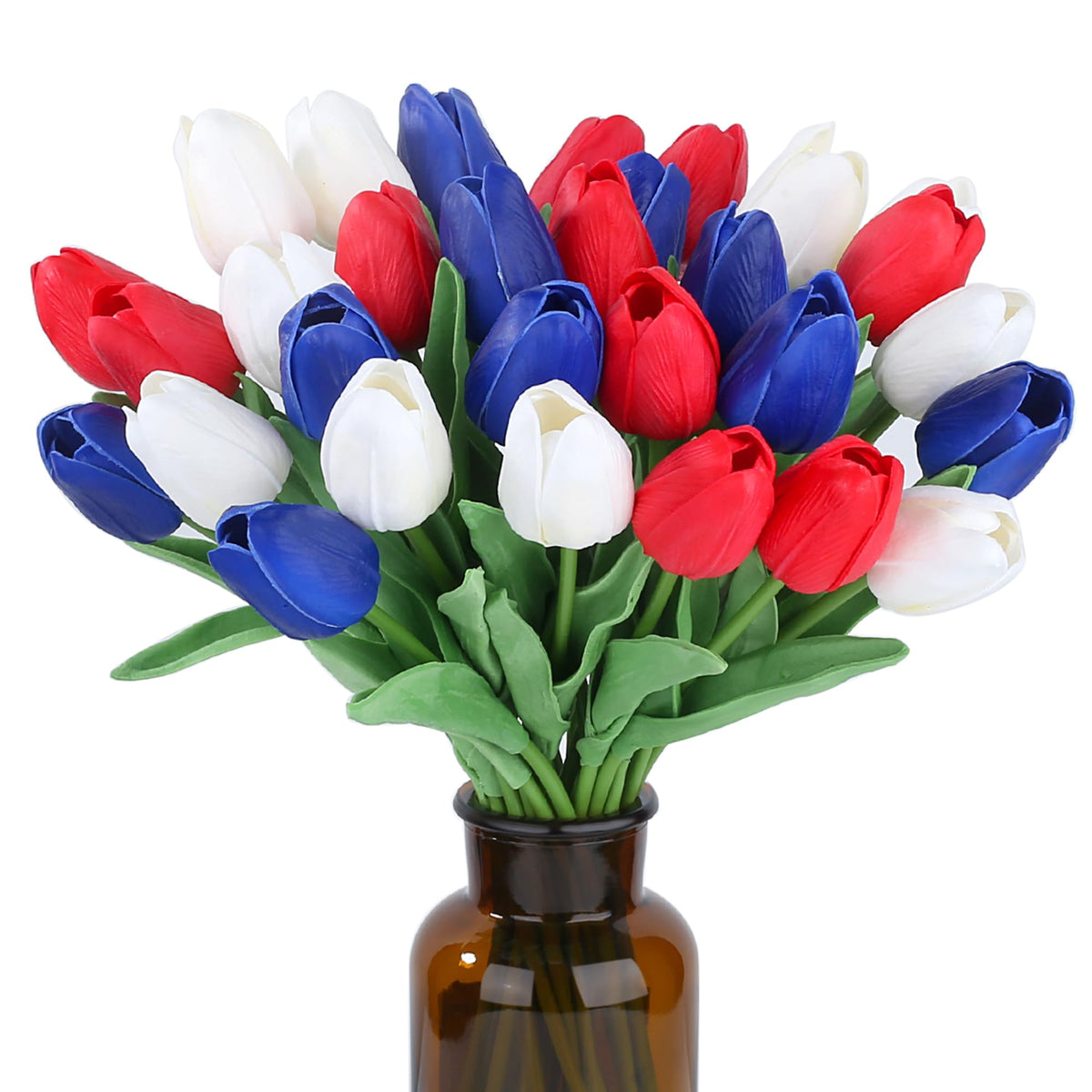 SITUMEIZI Fake Tulips 15pcs Real Touch PU Artificial Flower Assorted Colors