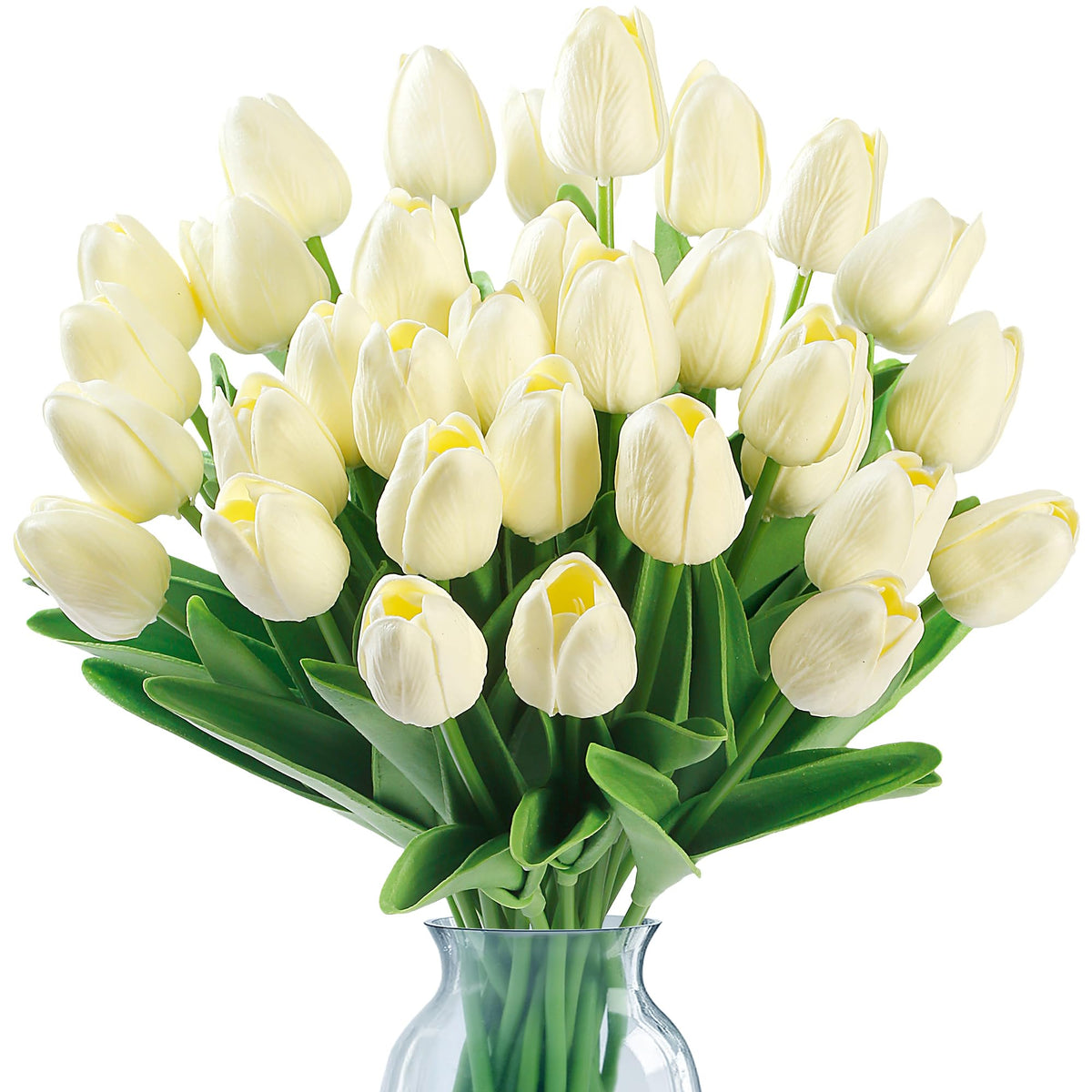 Sggvecsy 15 Pcs Fake Tulips Artificial Flowers Real Touch PU Faux Flowers Tulip Stems for Wedding Spring Bouquet Floral Arrangement Home Party Office Decorations for Mother's Day (Light Pink)