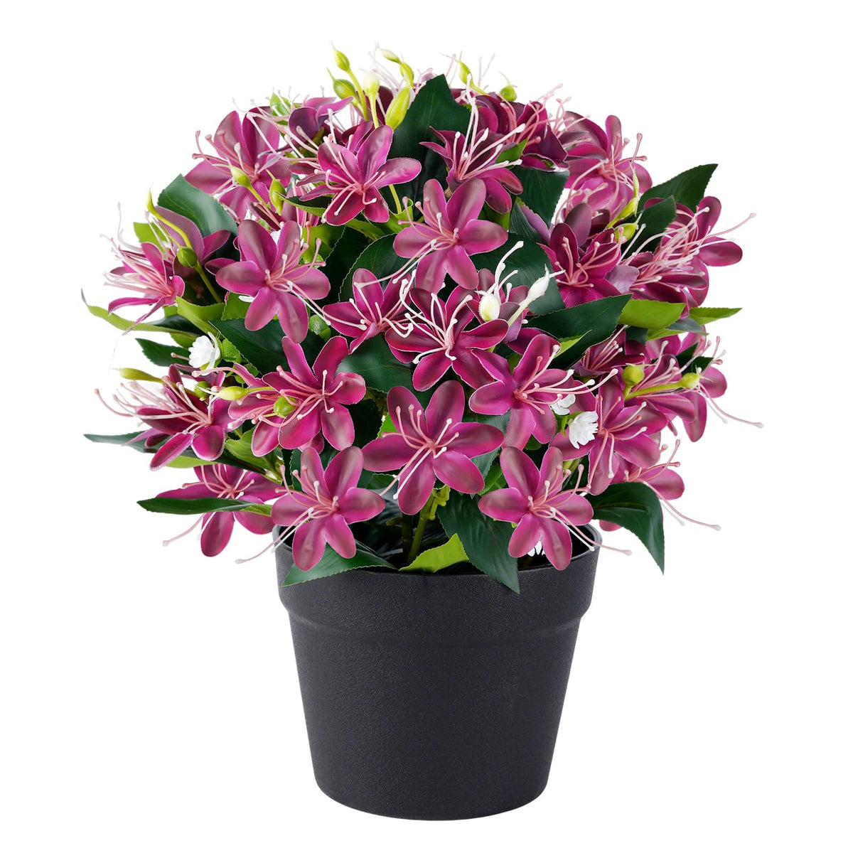 14'' Fake Plants Artificial Lily Flowers in Pot for Home Décor(White)