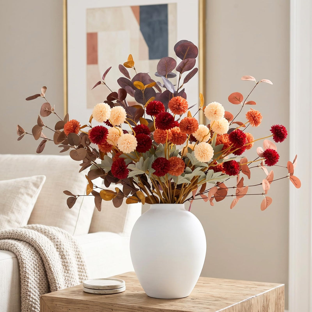 100pcs Artificial Flowers Arrangement With Vase, Dining Table Centerpiece