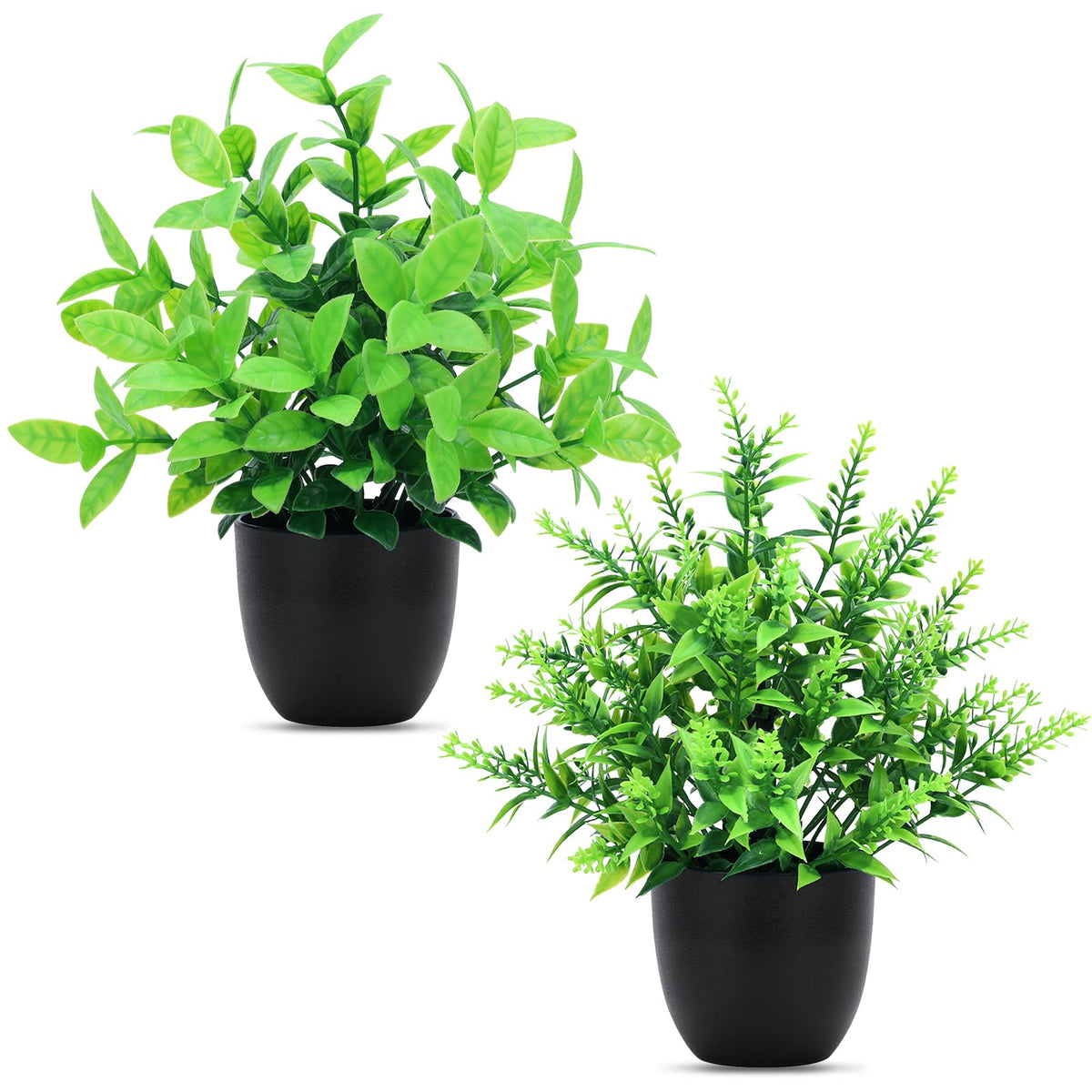 CEWOR Fake Plants 4 Packs Small Artificial Greenery Mini White Potted Plants Bathroom Accessories Decorations for Desk Bathroom Office Home Room Kitchen Table Indoor