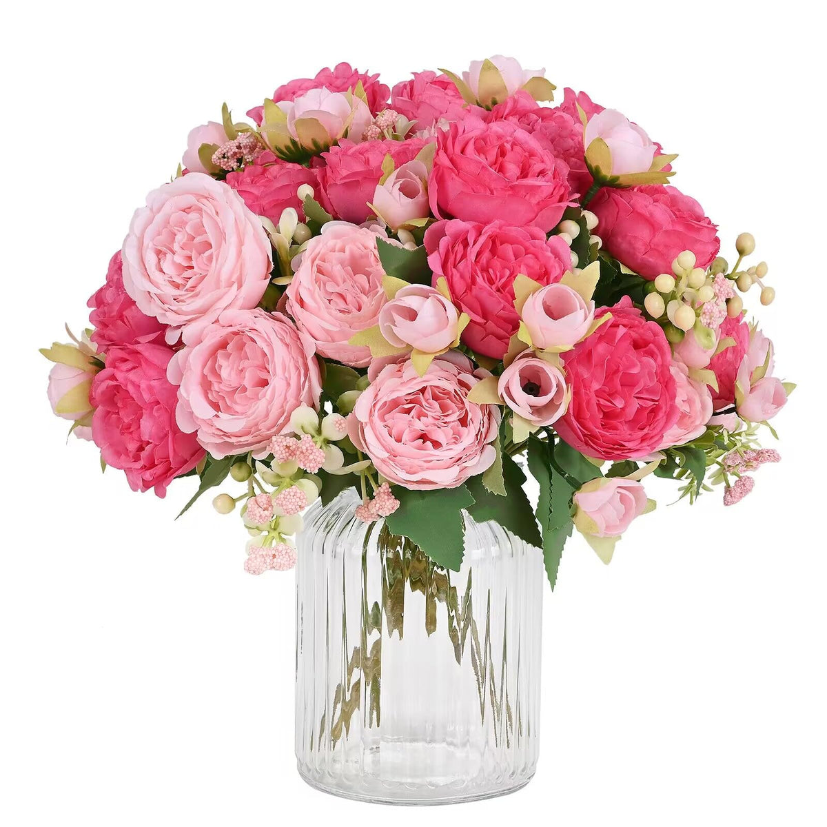 2 Packs Peonies Artificial Flowers, Light Pink Silk Artificial Peonies