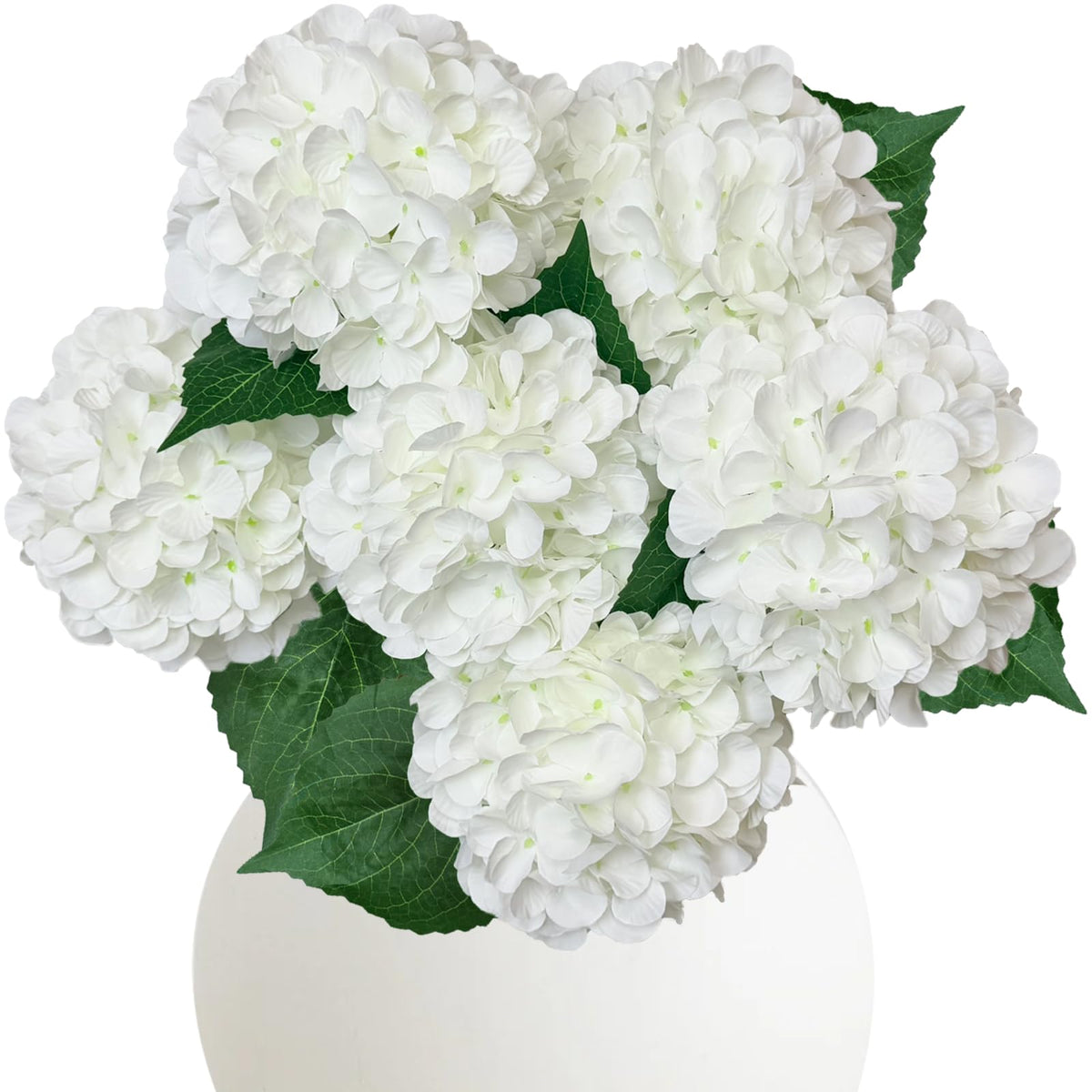 6PCS White Hydrangea Artificial Flowers, Bulk Silk Fake Flower with Stems, Faux Hydrangeas Bouquets for Home Décor, Wedding, Party, and Office Table Centerpieces.