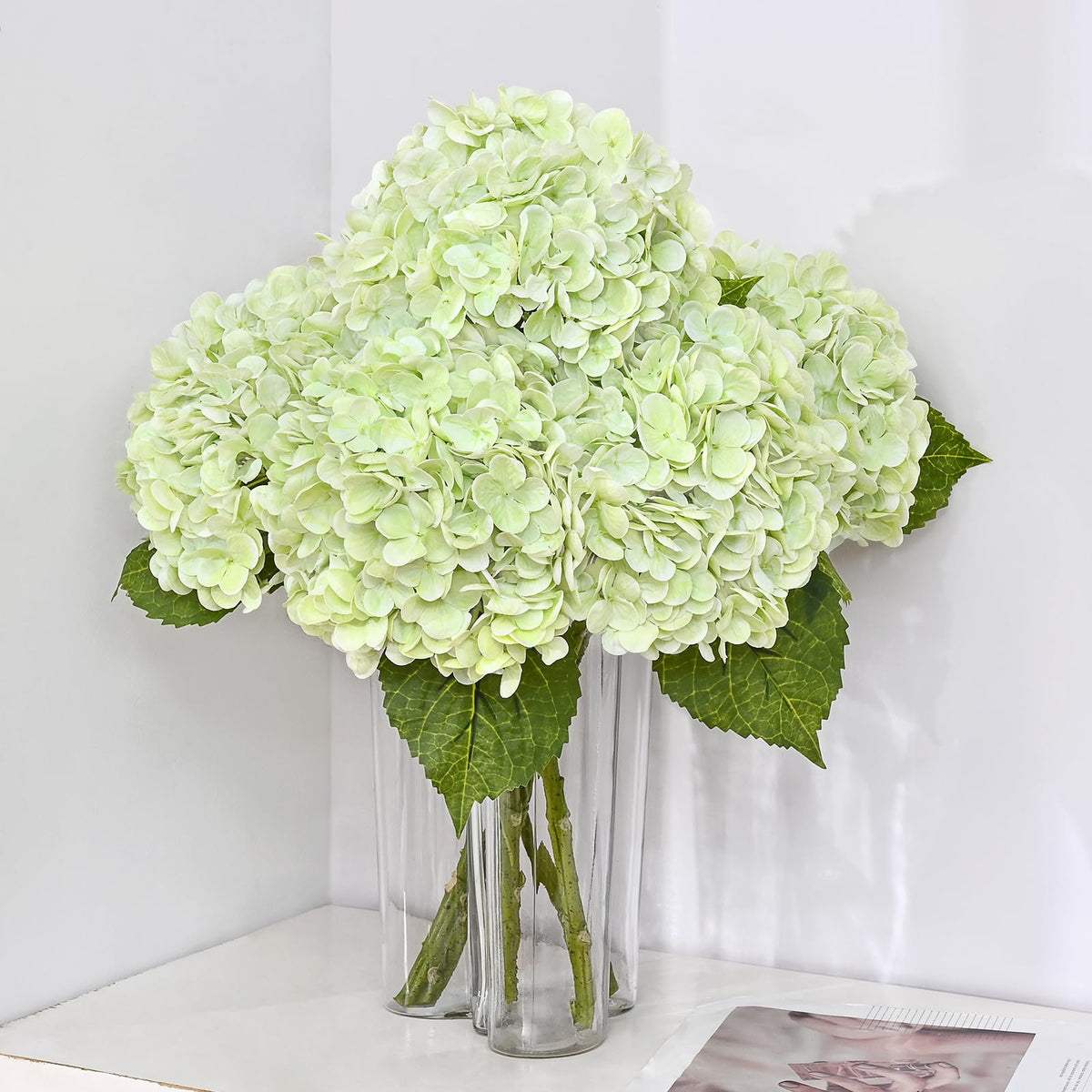 MARTINE MALL 3Pcs 21in Hydrangea Artificial Flowers, Latex Real Touch Hydrangeas Lifelike Large Hydrangea Flowers for Home Decor Party Arrangements Wedding Bouquets Centerpieces (Blue)