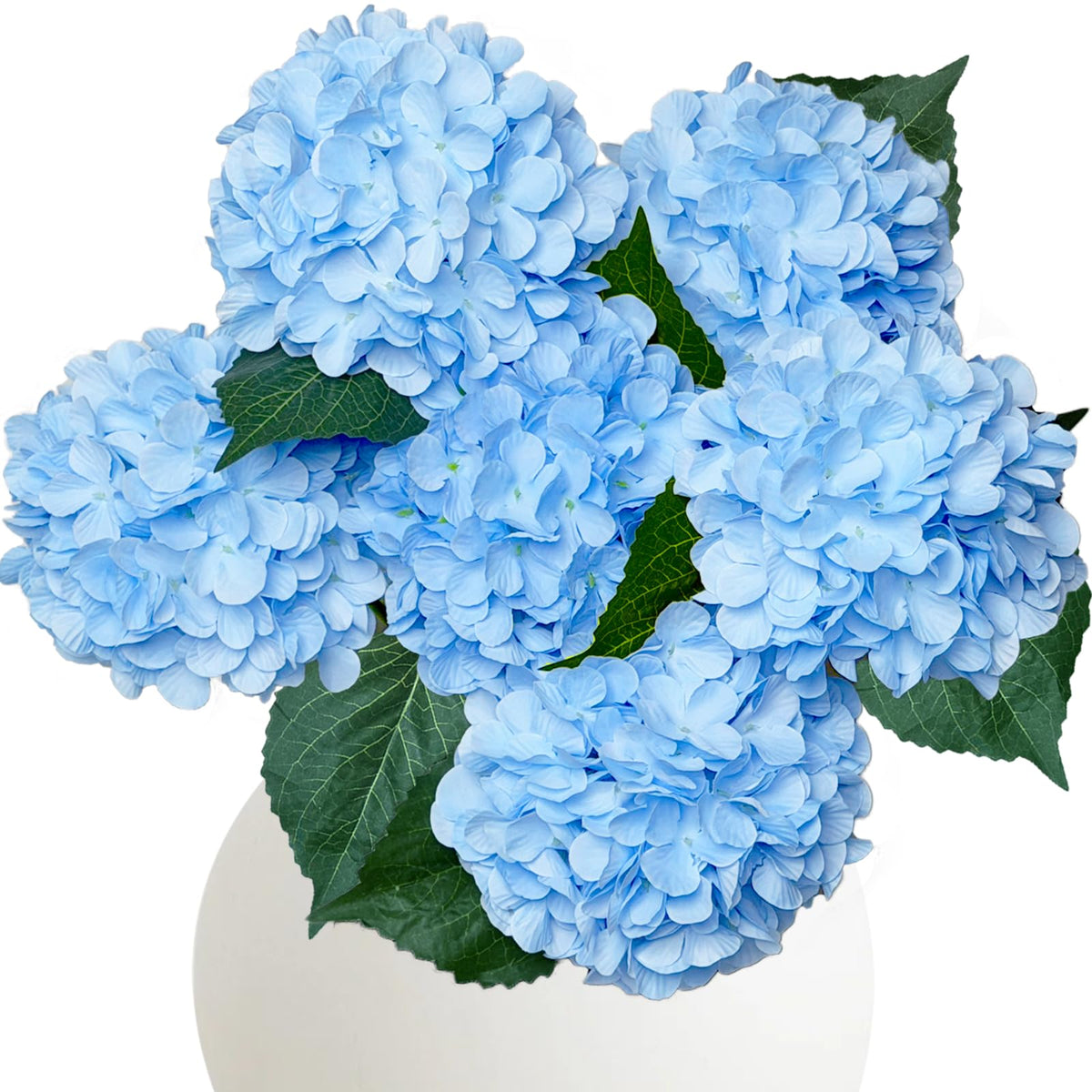6PCS White Hydrangea Artificial Flowers, Bulk Silk Fake Flower with Stems, Faux Hydrangeas Bouquets for Home Décor, Wedding, Party, and Office Table Centerpieces.