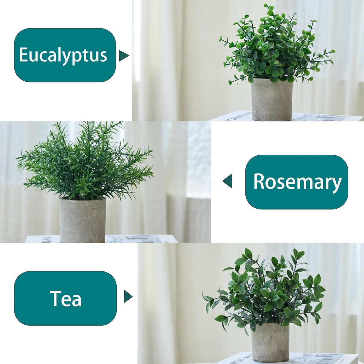 3 Pack Small Potted Fake Plants for Desk Shelf Bedroom Decor