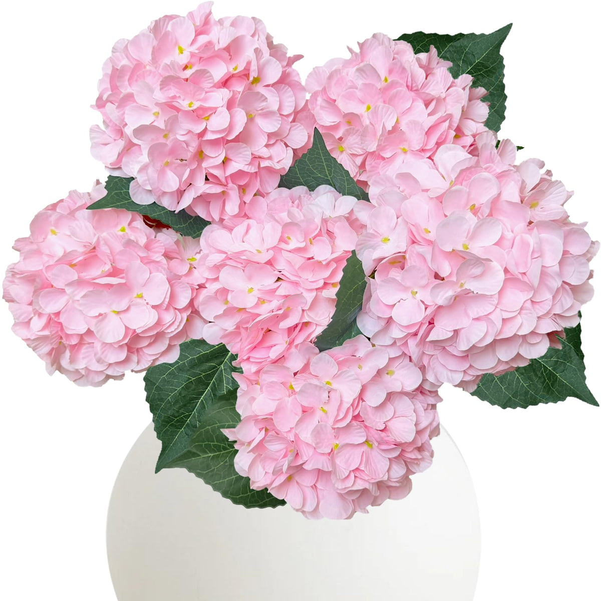 6PCS White Hydrangea Artificial Flowers, Bulk Silk Fake Flower with Stems, Faux Hydrangeas Bouquets for Home Décor, Wedding, Party, and Office Table Centerpieces.