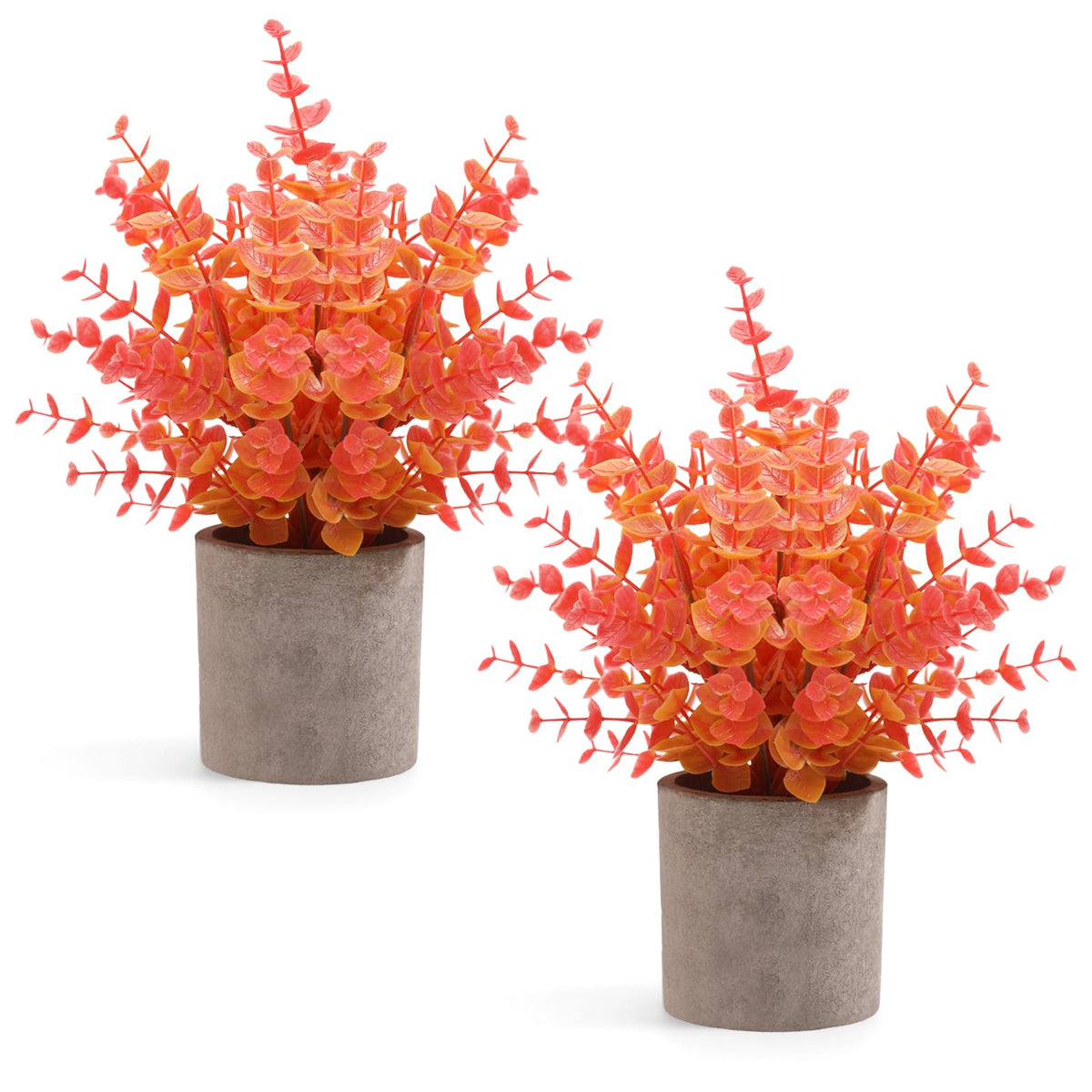 Coferset 2 Pack Small Fake Plants Eucalyptus Potted,Sage Green