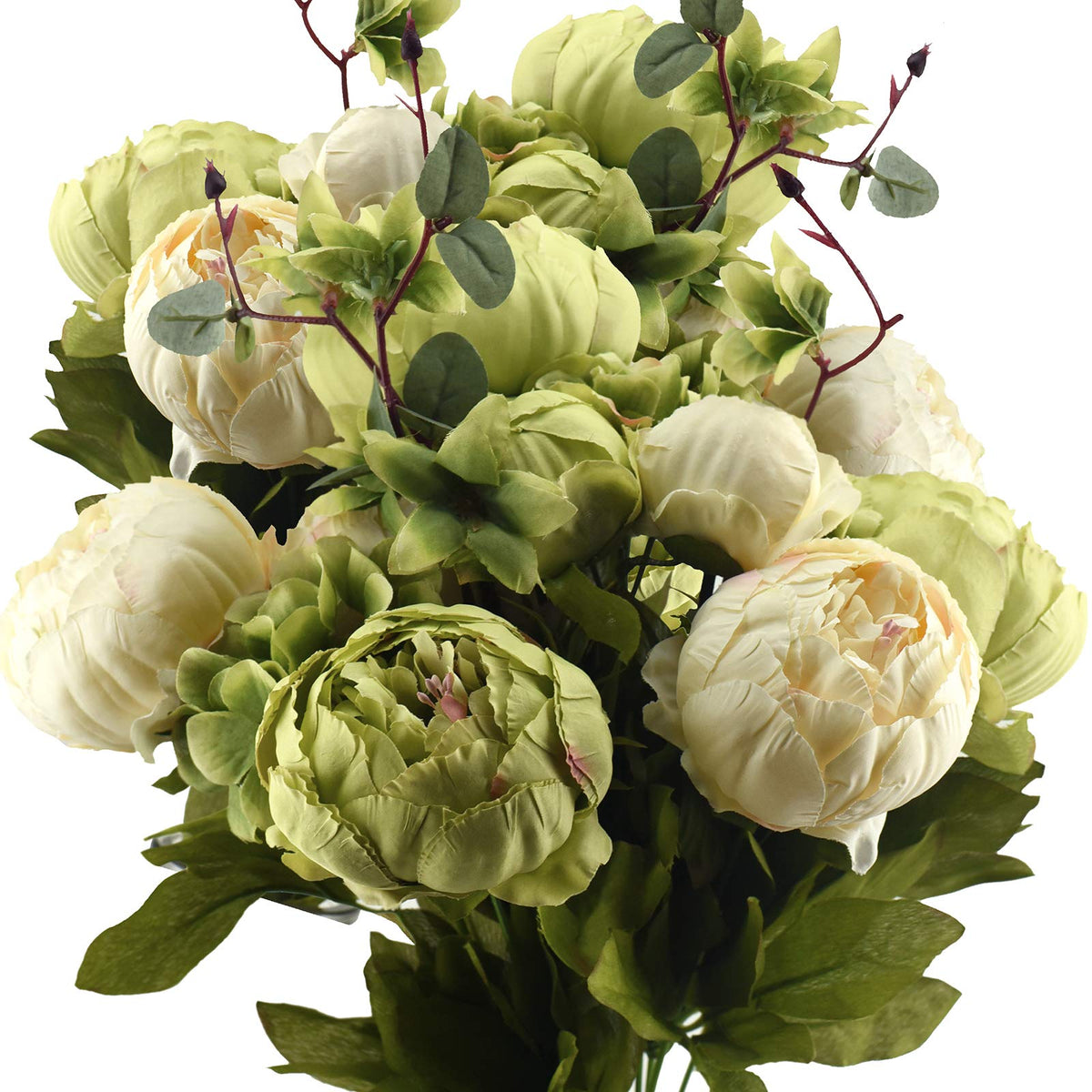 FiveSeasonStuff Artificial Peony Bouquet, Pink, Beige & Green Silk Flowers for Wedding Centerpieces, Bridal Bouquets & Home Decor – Spring Waltz