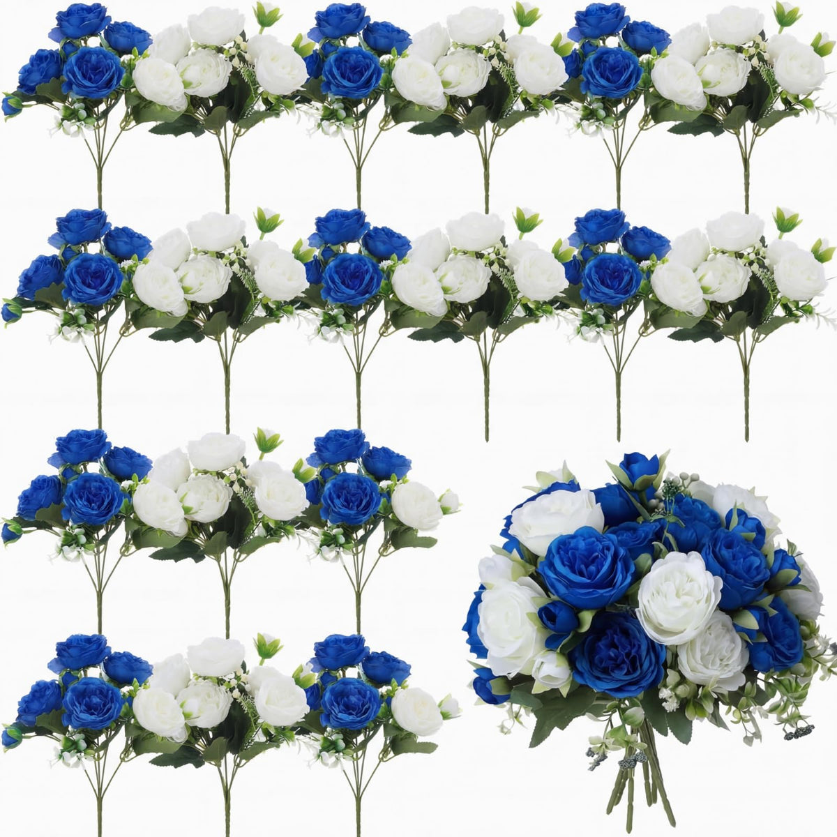 Geosar 8 Bundles Artificial Peonies Flowers,Pink, Champagne