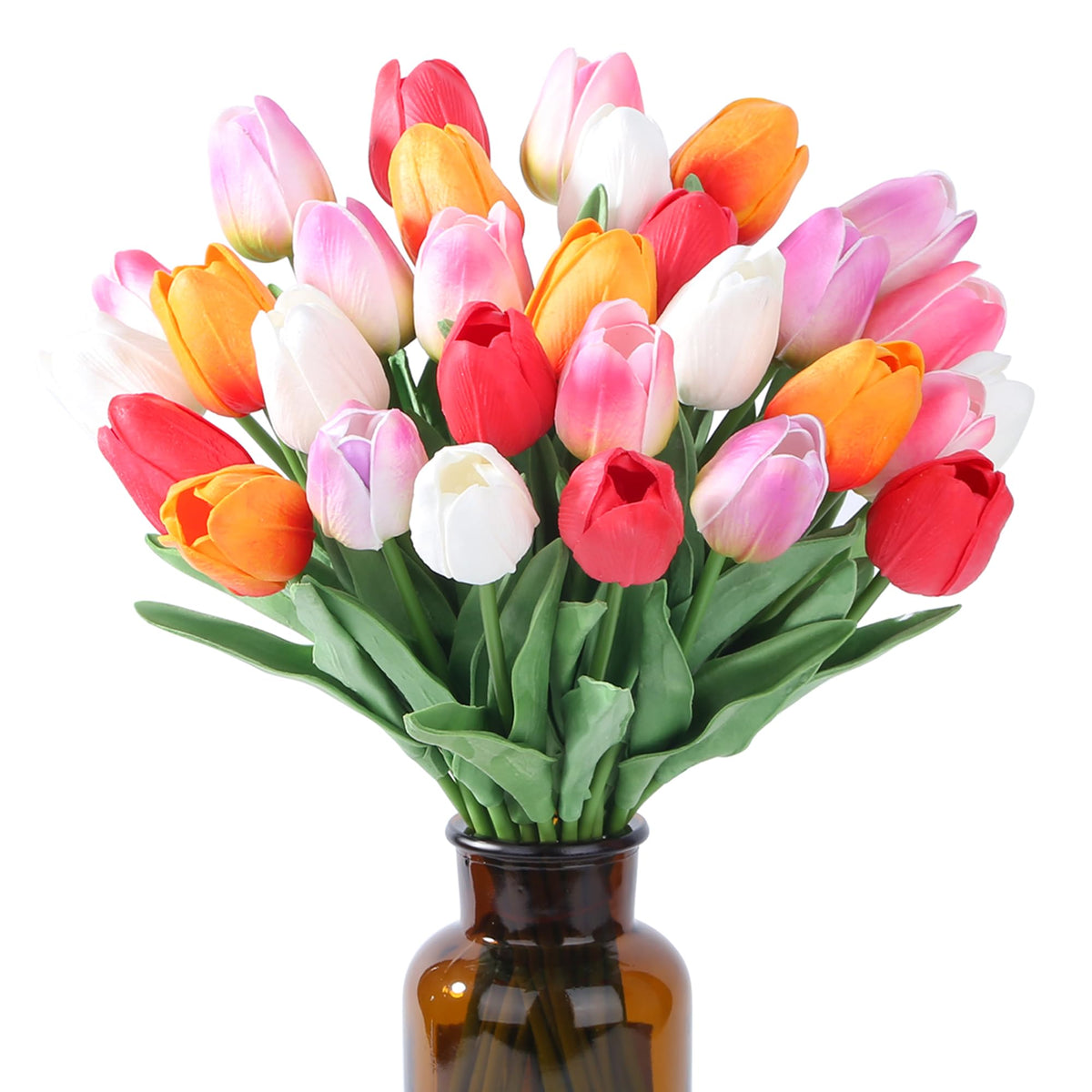 SITUMEIZI Fake Tulips 15pcs Real Touch PU Artificial Flower Assorted Colors