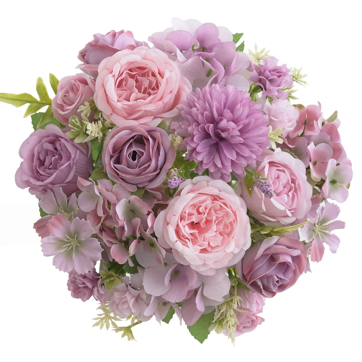 4 Pcs Mixed Artificial Peony Flowers Set-2 Bouquets & 2 Stems, Blue Fake Peony Rose Hydrangea Flowers for Vase Silk Floral Arrangements for Table Centerpiece Wedding Party Bridal Decoration Home Decor