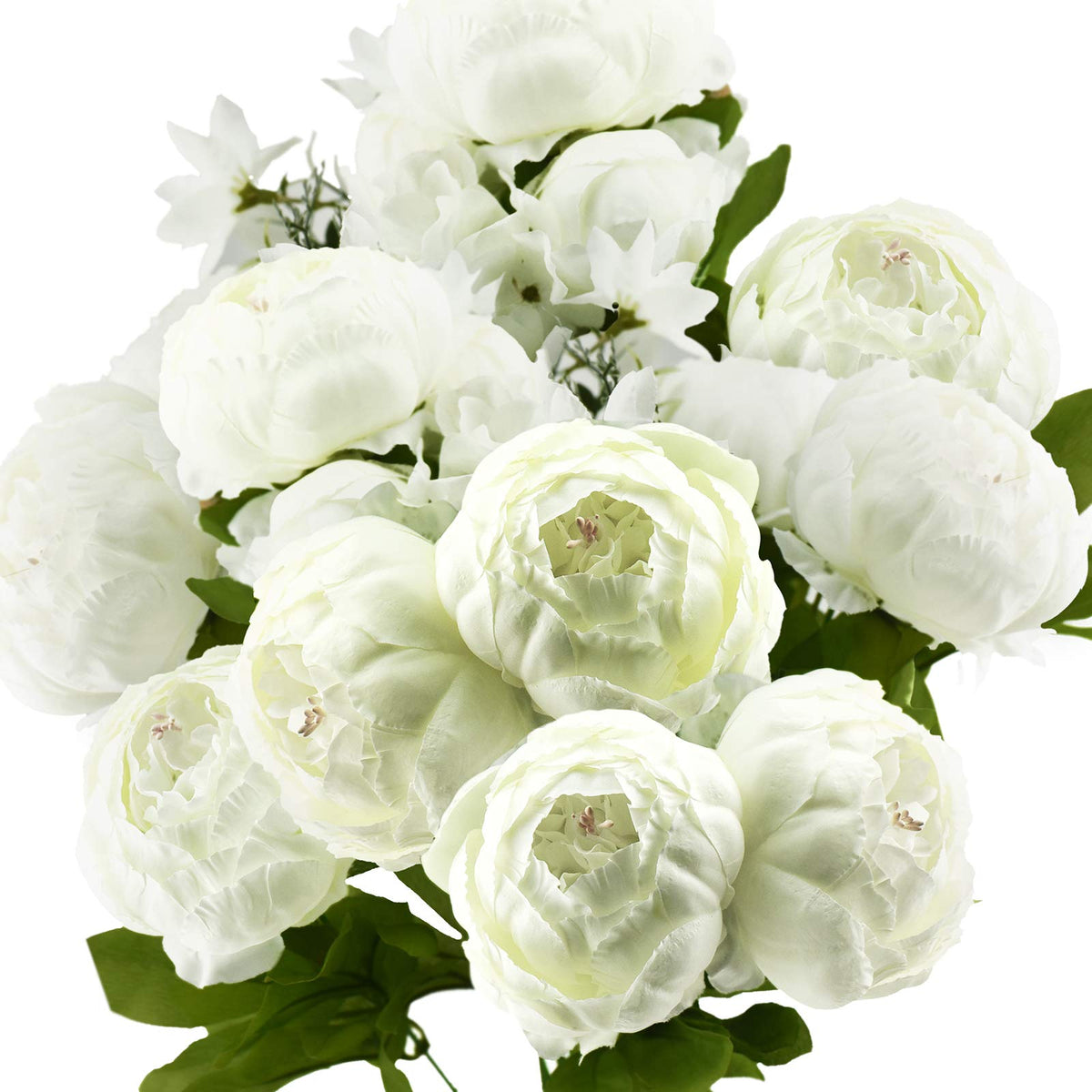 FiveSeasonStuff Artificial Peony Bouquet, Pink, Beige & Green Silk Flowers for Wedding Centerpieces, Bridal Bouquets & Home Decor – Spring Waltz