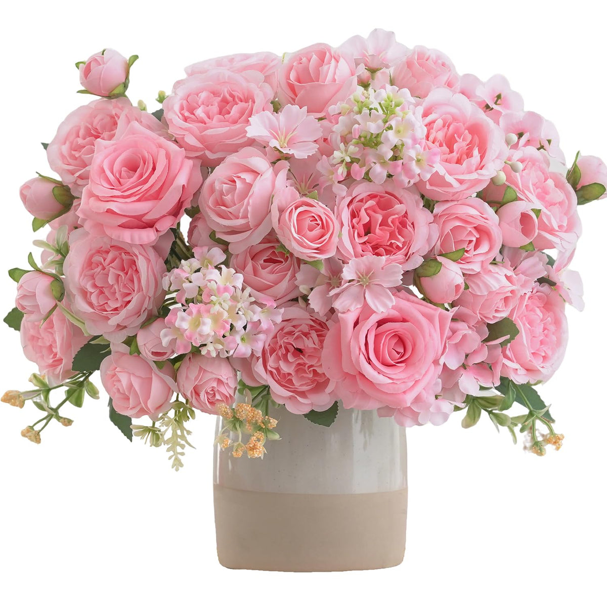 4 Pcs Mixed Artificial Peony Flowers Set-2 Bouquets & 2 Stems, Blue Fake Peony Rose Hydrangea Flowers for Vase Silk Floral Arrangements for Table Centerpiece Wedding Party Bridal Decoration Home Decor