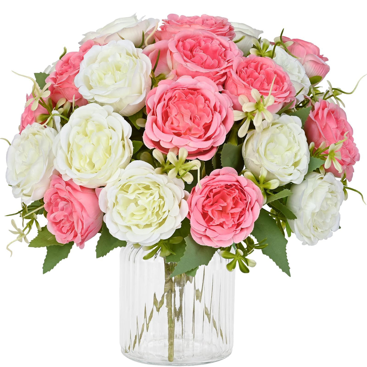 2 Packs Peonies Artificial Flowers, Light Pink Silk Artificial Peonies