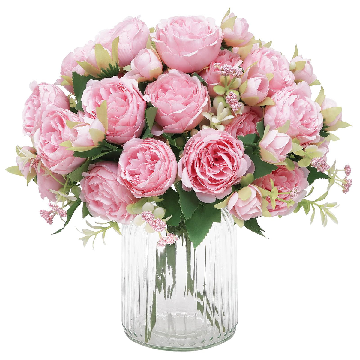 2 Packs Peonies Artificial Flowers, Light Pink Silk Artificial Peonies
