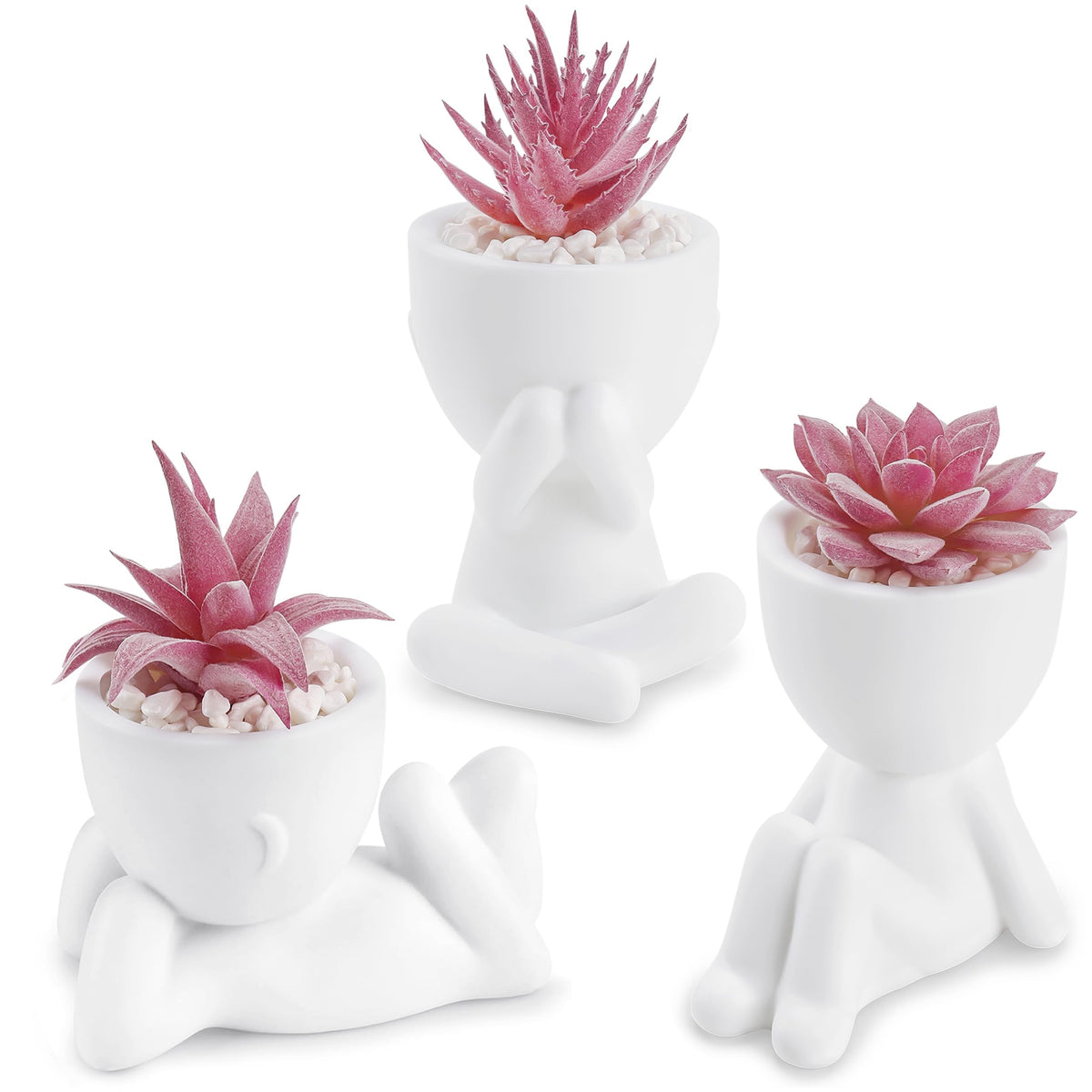 Der Rose 3 Pack Fake Plants in Black Pots for Bathroom Living Room Decor