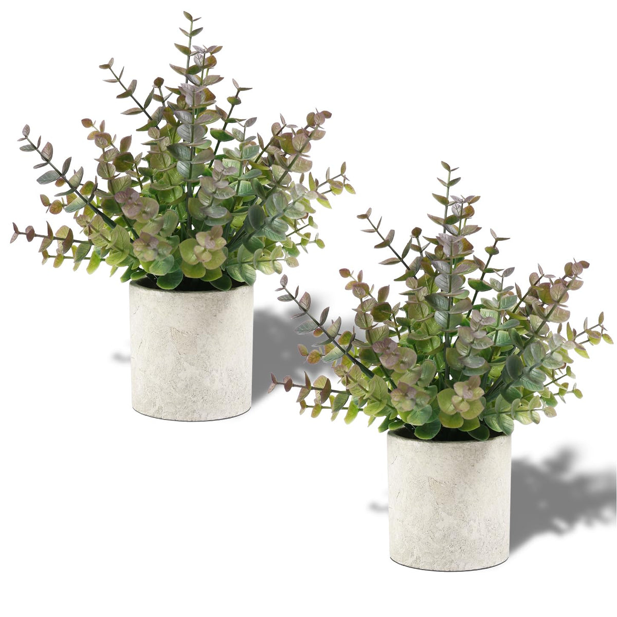 Coferset 2 Pack Small Fake Plants Eucalyptus Potted,Sage Green