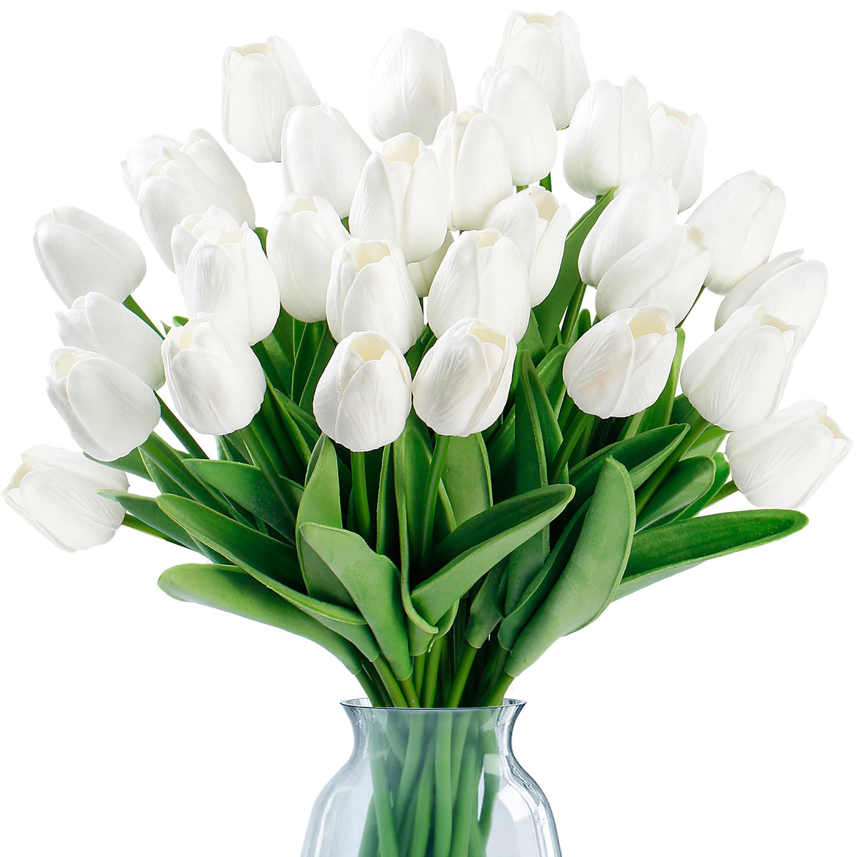 Sggvecsy 15 Pcs Fake Tulips Artificial Flowers Real Touch PU Faux Flowers Tulip Stems for Wedding Spring Bouquet Floral Arrangement Home Party Office Decorations for Mother's Day (Light Pink)