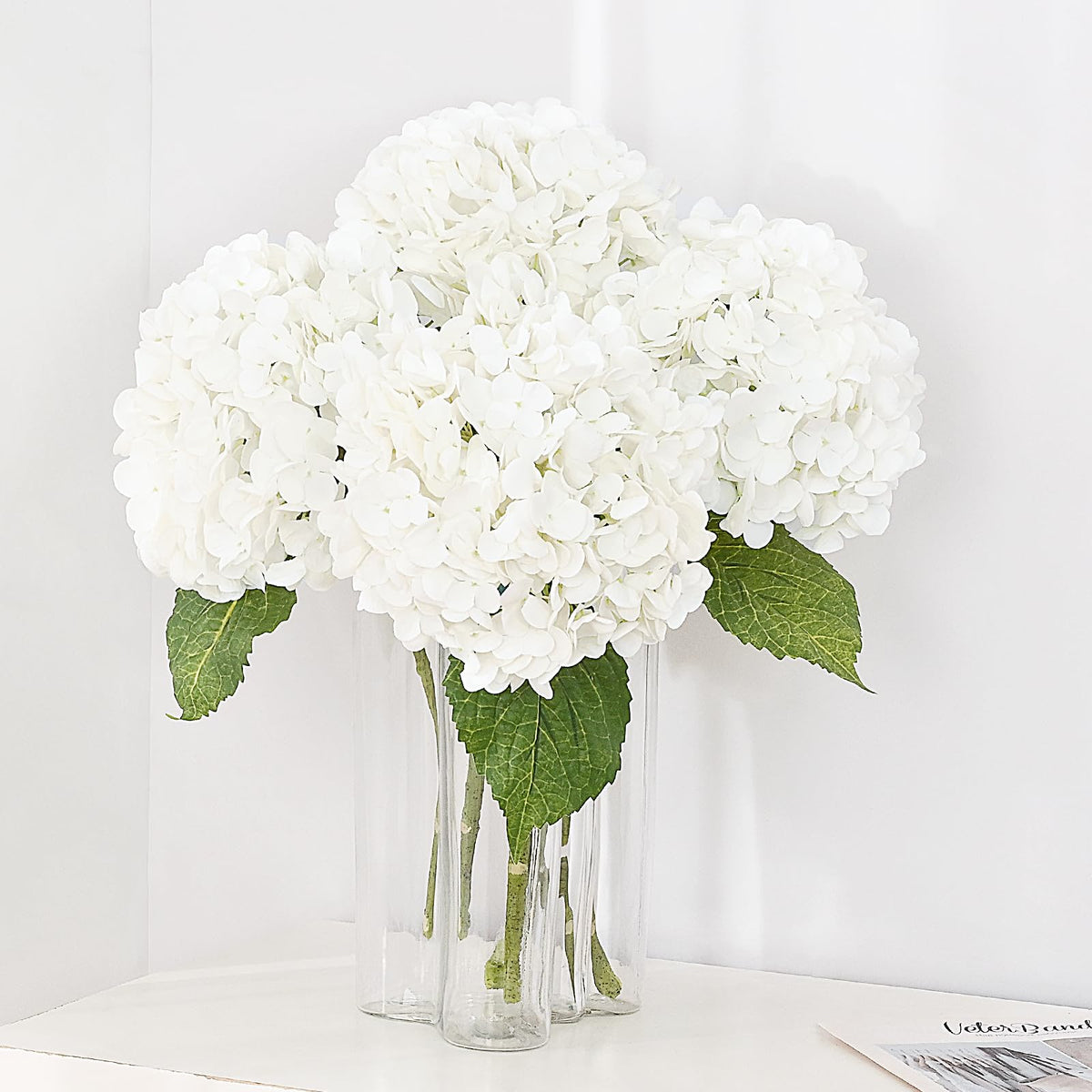 MARTINE MALL 3Pcs 21in Hydrangea Artificial Flowers, Latex Real Touch Hydrangeas Lifelike Large Hydrangea Flowers for Home Decor Party Arrangements Wedding Bouquets Centerpieces (Blue)