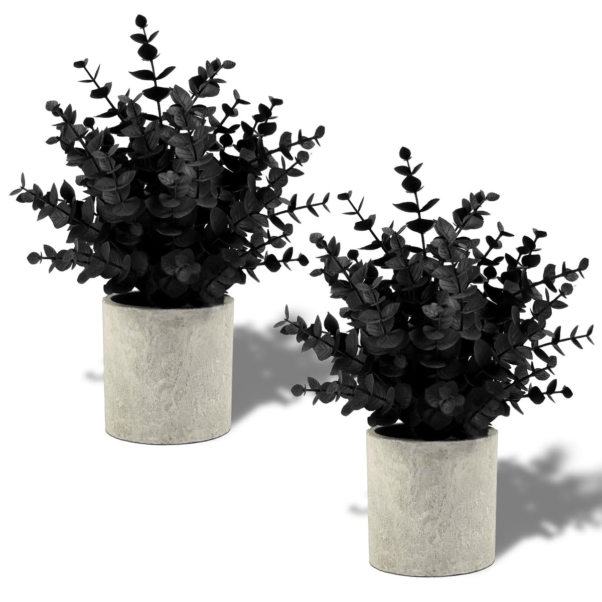 Coferset 2 Pack Small Fake Plants Eucalyptus Potted,Sage Green
