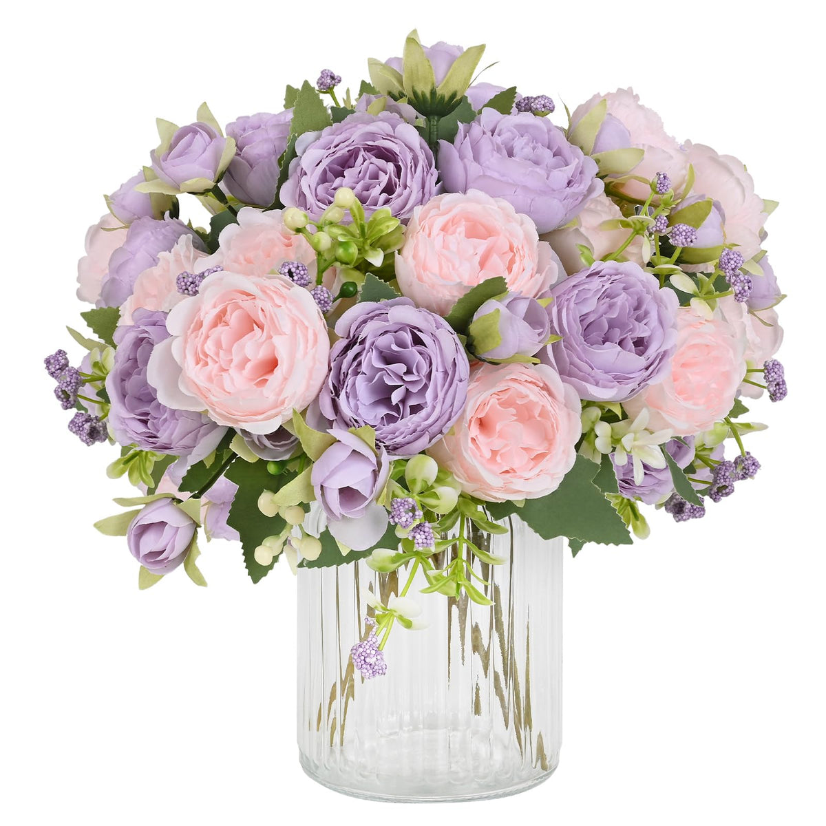 2 Packs Peonies Artificial Flowers, Light Pink Silk Artificial Peonies