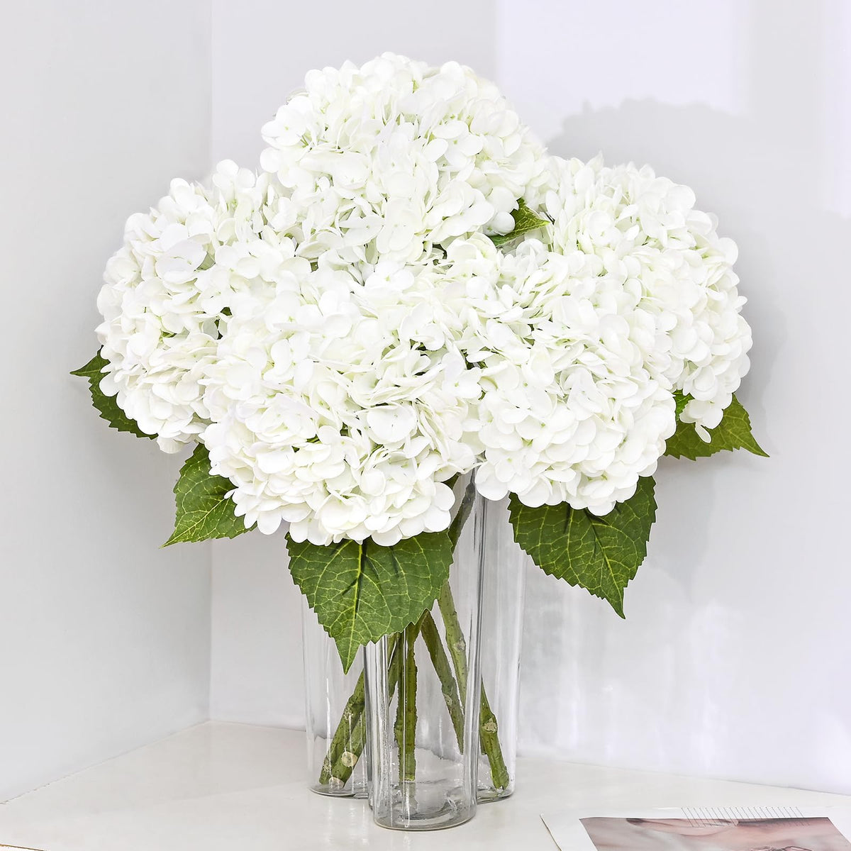 MARTINE MALL 3Pcs 21in Hydrangea Artificial Flowers, Latex Real Touch Hydrangeas Lifelike Large Hydrangea Flowers for Home Decor Party Arrangements Wedding Bouquets Centerpieces (Blue)