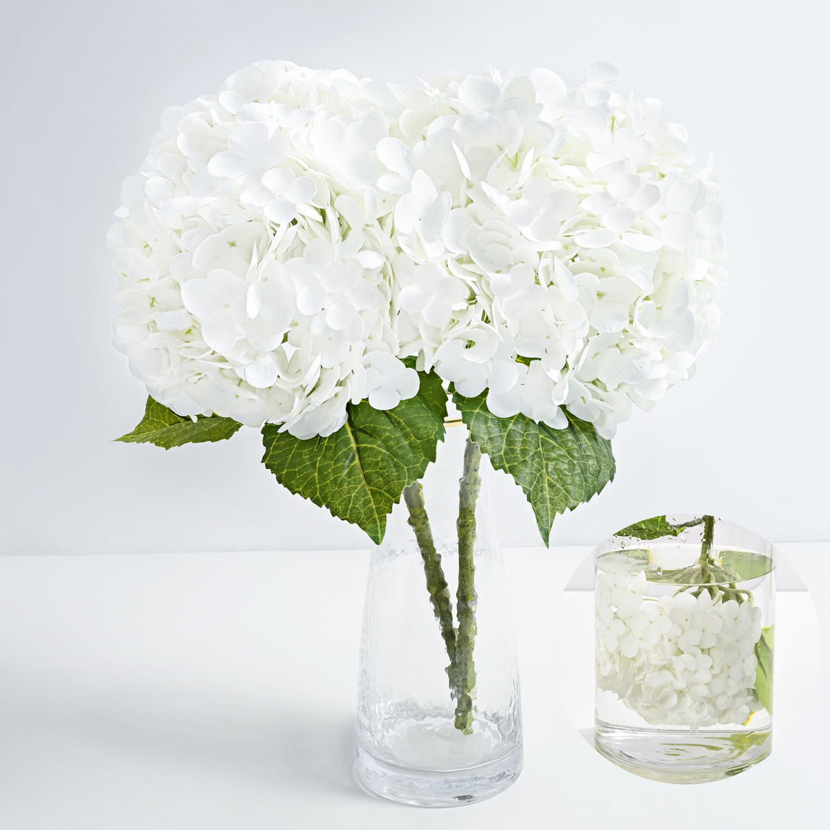MARTINE MALL 3Pcs 21in Hydrangea Artificial Flowers, Latex Real Touch Hydrangeas Lifelike Large Hydrangea Flowers for Home Decor Party Arrangements Wedding Bouquets Centerpieces (Blue)