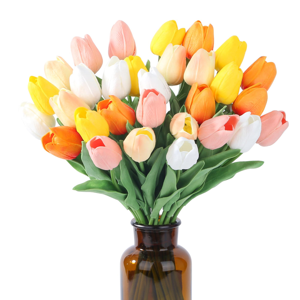 SITUMEIZI Fake Tulips 15pcs Real Touch PU Artificial Flower Assorted Colors
