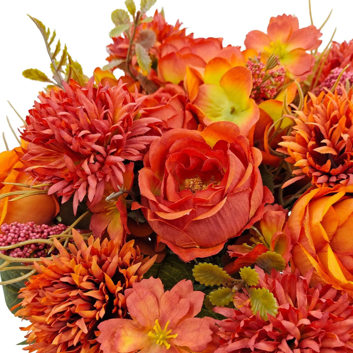 2 Bundles Fall Artificial Flowers Bouquet Fake Peony Silk Chrysanthemums Autumn Faux Floral Arrangements for Home Decor Indoor Kitchen Table Centerpieces Vase Decoration (2, Burnt Orange)