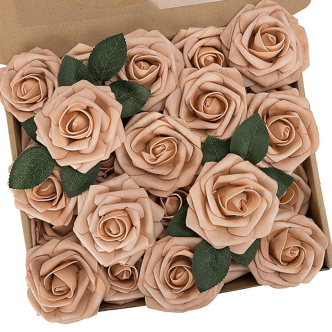 N&T NIETING Artificial Flowers 25Pcs Real Touch Fake Roses Foam Flowers with Stems for DIY Wedding Bridesmaid Bridal Bouquets Centerpieces Home Arrangement Party Tables Decoration,Series Purple