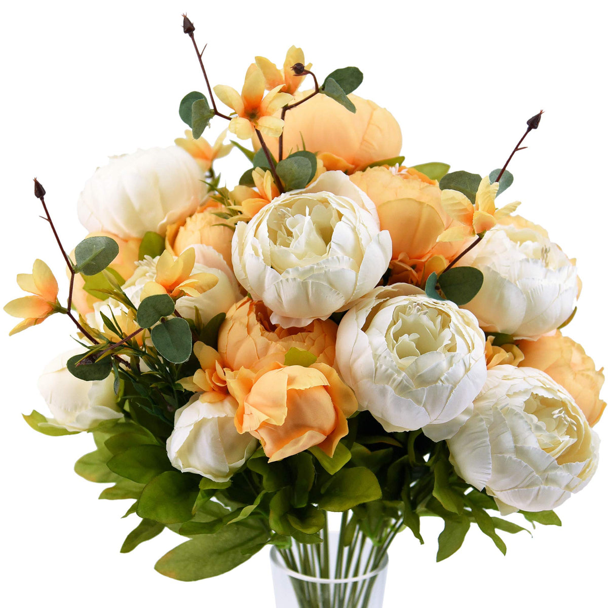 FiveSeasonStuff Artificial Peony Bouquet, Pink, Beige & Green Silk Flowers for Wedding Centerpieces, Bridal Bouquets & Home Decor – Spring Waltz