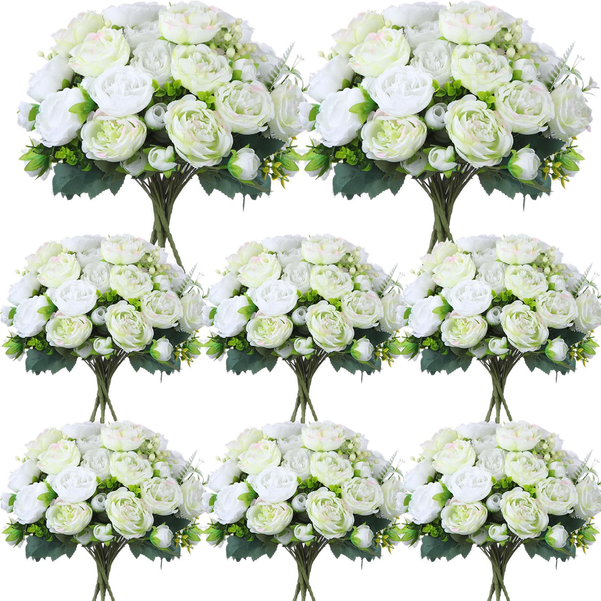 Geosar 8 Bundles Artificial Peonies Flowers,Pink, Champagne