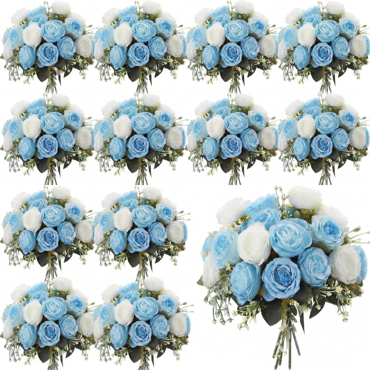 Geosar 8 Bundles Artificial Peonies Flowers,Pink, Champagne