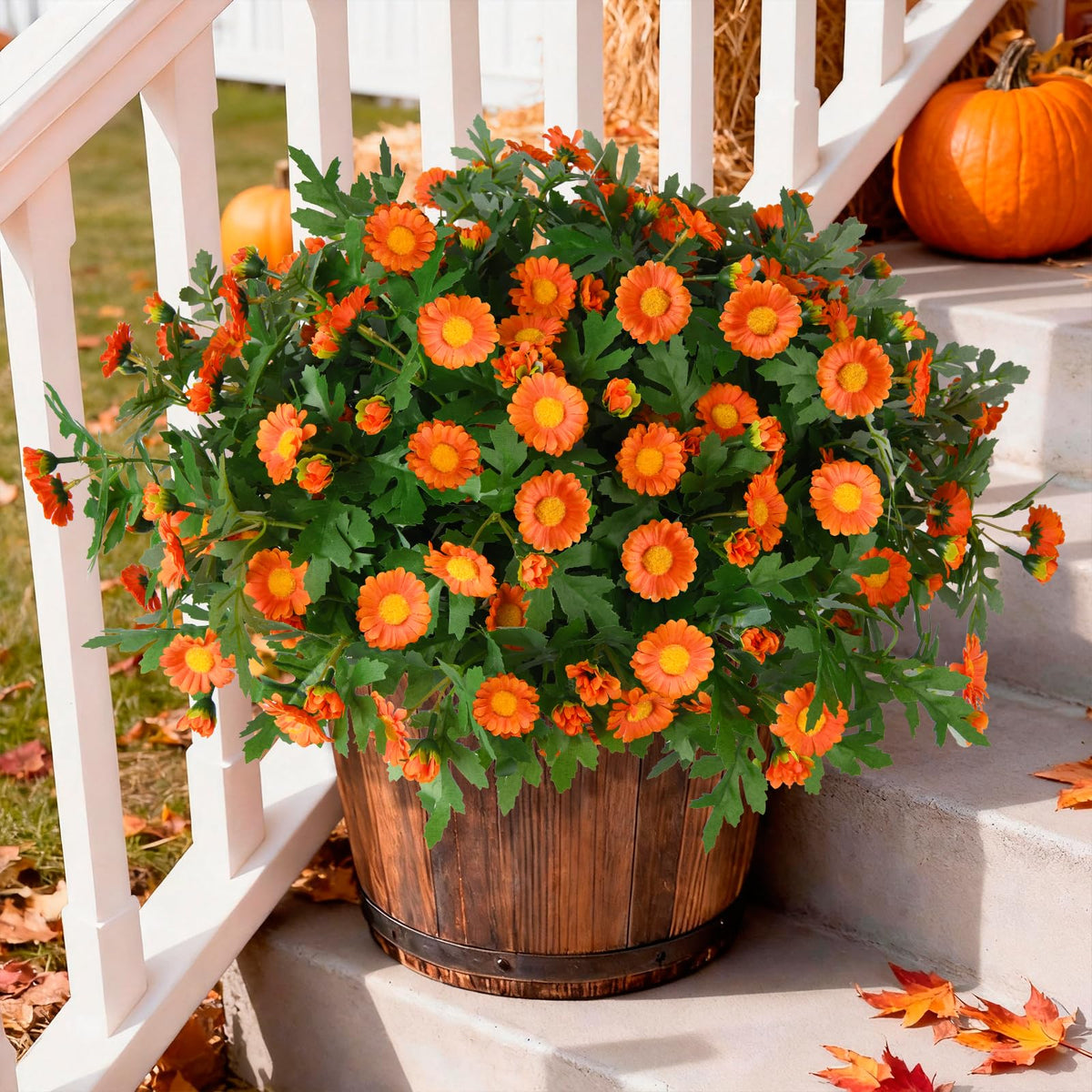 INQCMY Artificial Fake Fall Plants Flowers for Outdoor Outside Decoration