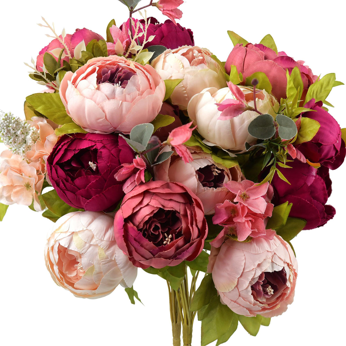 FiveSeasonStuff Artificial Peony Bouquet, Pink, Beige & Green Silk Flowers for Wedding Centerpieces, Bridal Bouquets & Home Decor – Spring Waltz