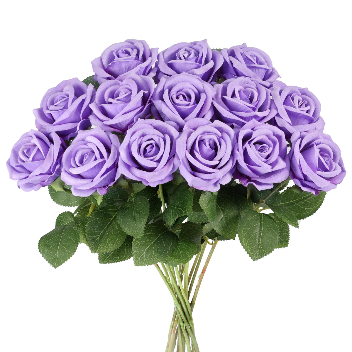 Auihiay 14PCS Red Roses Artificial Flowers, Fake Red Roses Bouquet