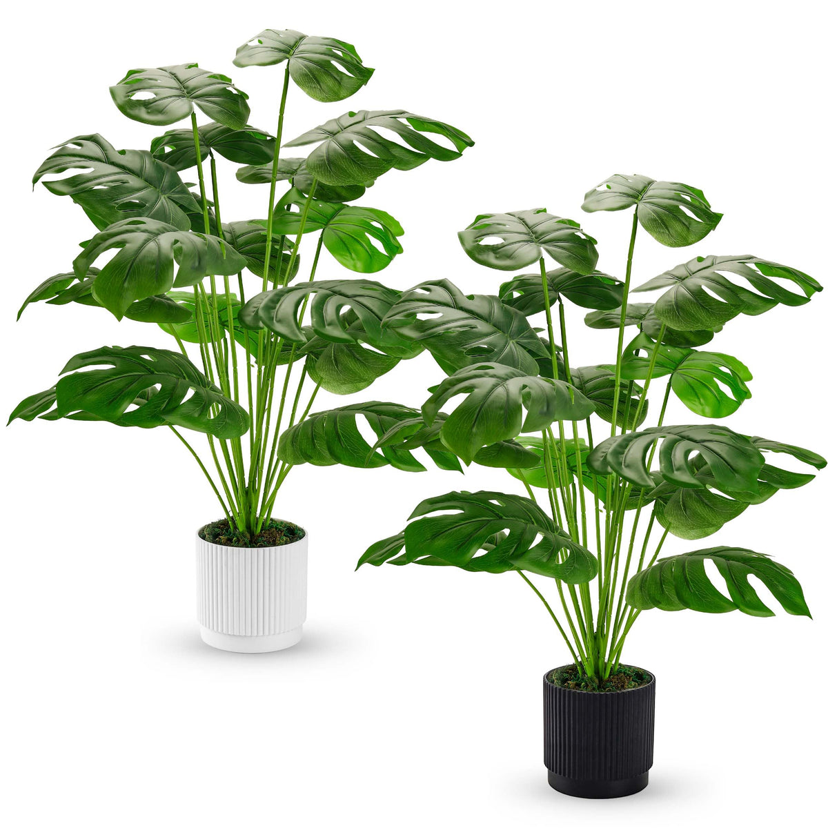 Der Rose 28" Fake Plants, Artificial Monstera Plants Indoor in White Pot