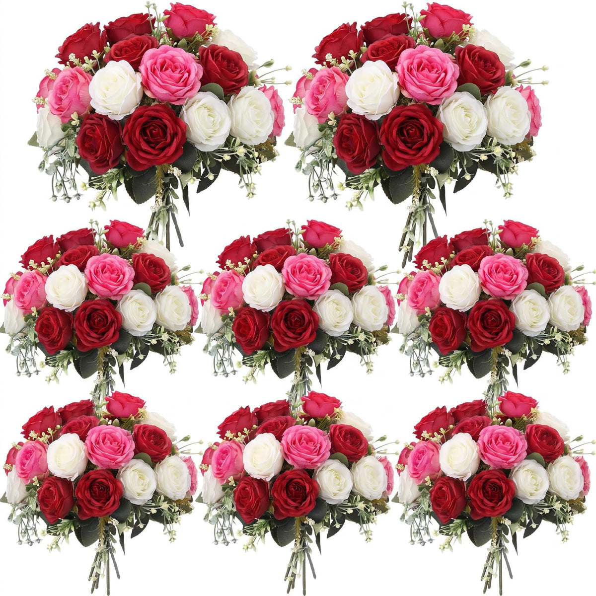 Geosar 8 Bundles Artificial Peonies Flowers,Pink, Champagne