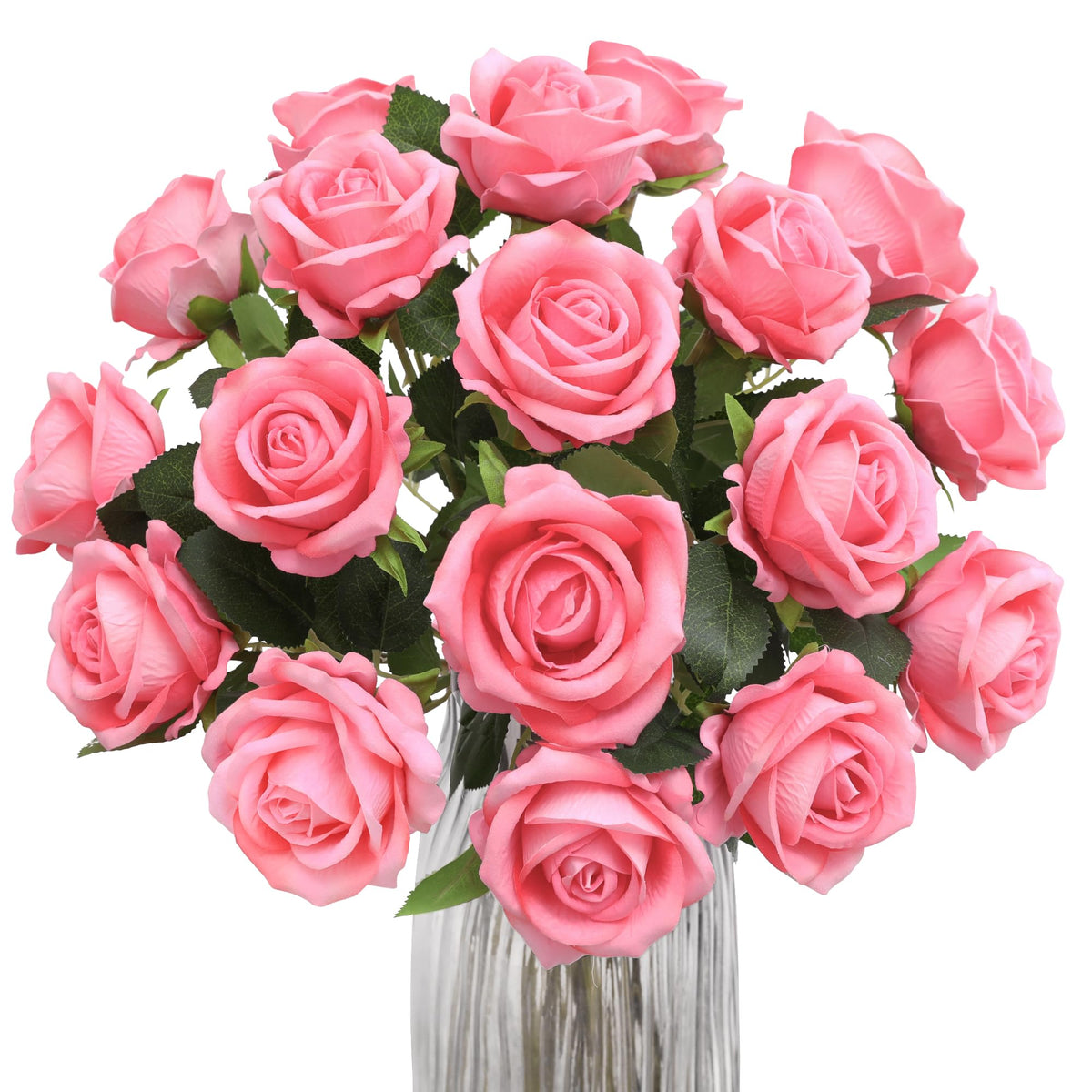 Hawesome 12PCS Artificial Flowers Fake Roses, Realistic Velvet Long Stem Red Roses Bouquet for Wedding Centerpiece Home Decor Party & Valentines (Wine)