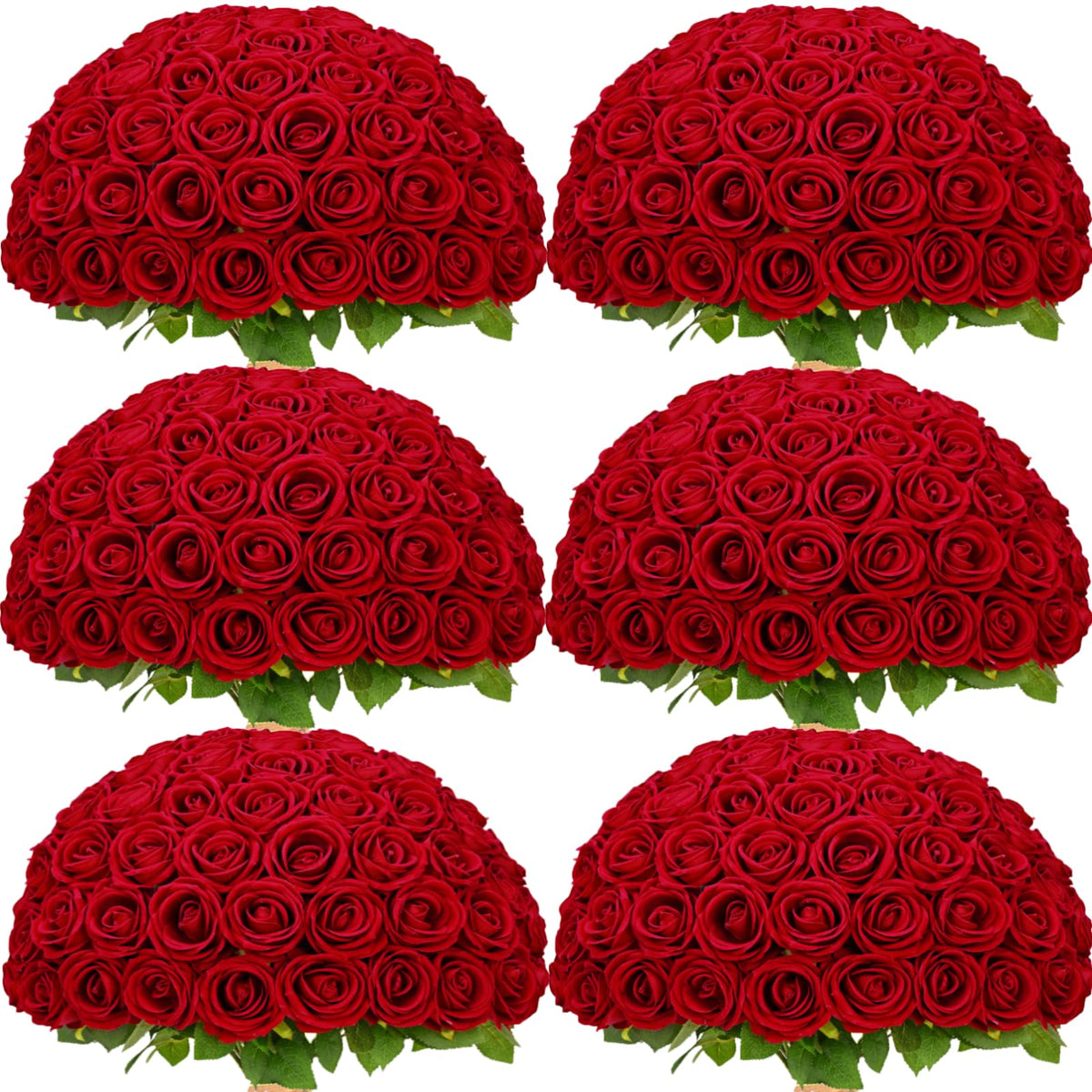 Waipfaru 50 Pcs Red Roses Artificial Flowers