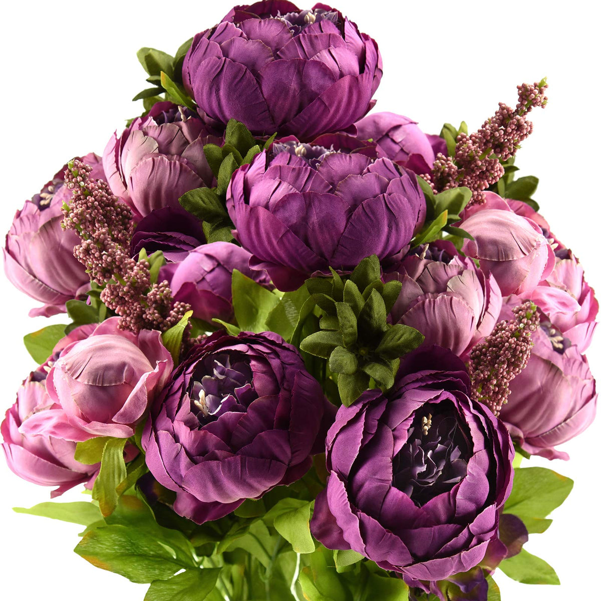 FiveSeasonStuff Artificial Peony Bouquet, Pink, Beige & Green Silk Flowers for Wedding Centerpieces, Bridal Bouquets & Home Decor – Spring Waltz