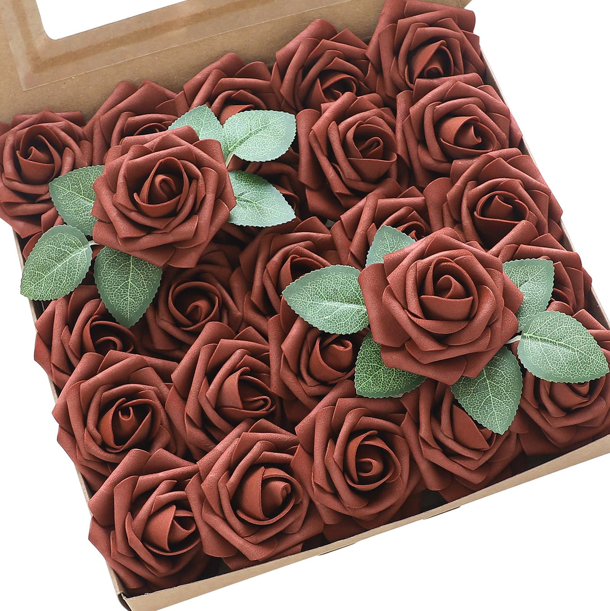 Floroom Artificial Flowers 25pcs Real Looking Ivory Foam Fake Roses with Stems for DIY Wedding Bouquets White Bridal Shower Centerpieces Arrangements Party Tables Decorations