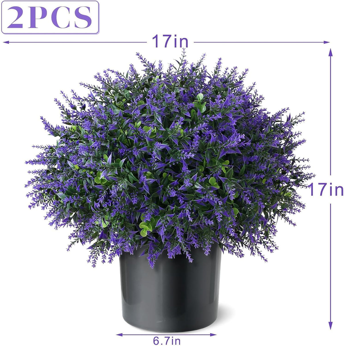 2 Set Artificial Eucalyptus Leaf Lavender Topiary Tree for Front Door Decor