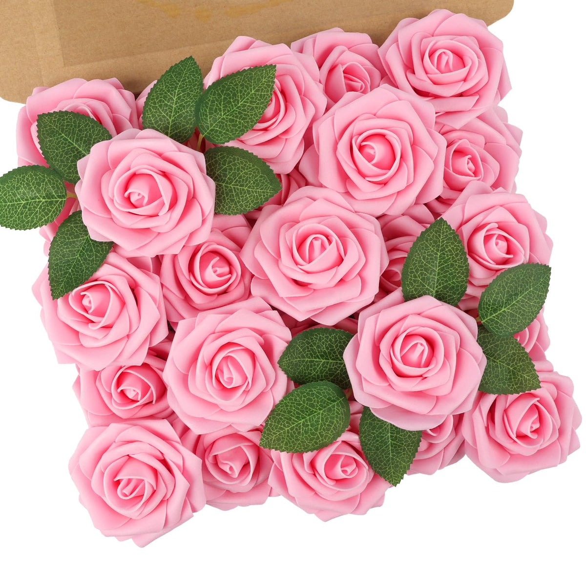 N&T NIETING Artificial Flowers 25Pcs Real Touch Fake Roses Foam Flowers with Stems for DIY Wedding Bridesmaid Bridal Bouquets Centerpieces Home Arrangement Party Tables Decoration,Series Purple