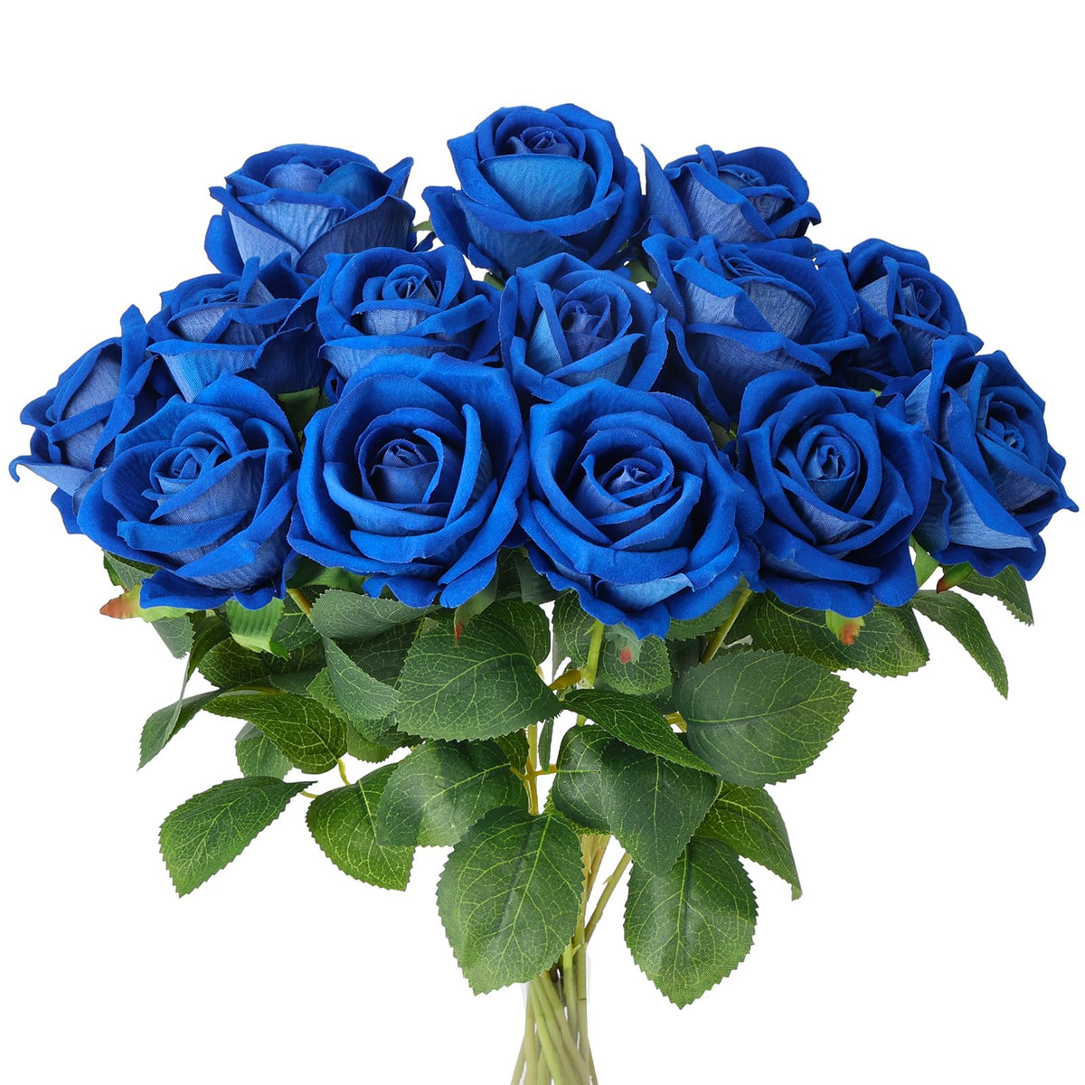 Auihiay 14PCS Red Roses Artificial Flowers, Fake Red Roses Bouquet
