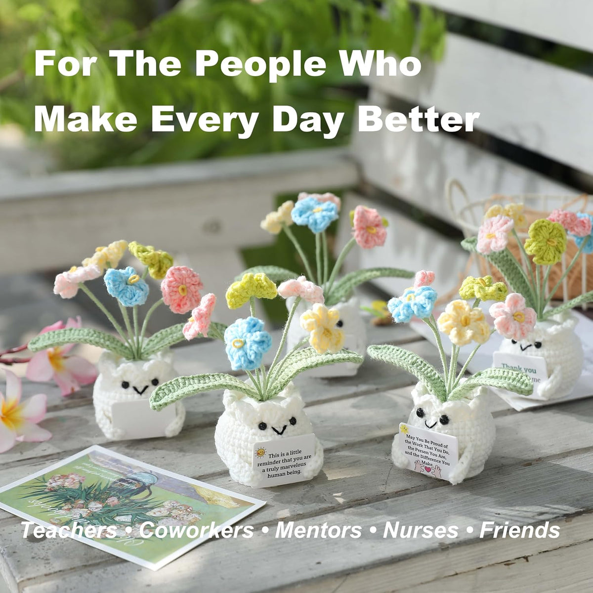 Forget-Me-Not Crochet Flower Potted Plant Gift