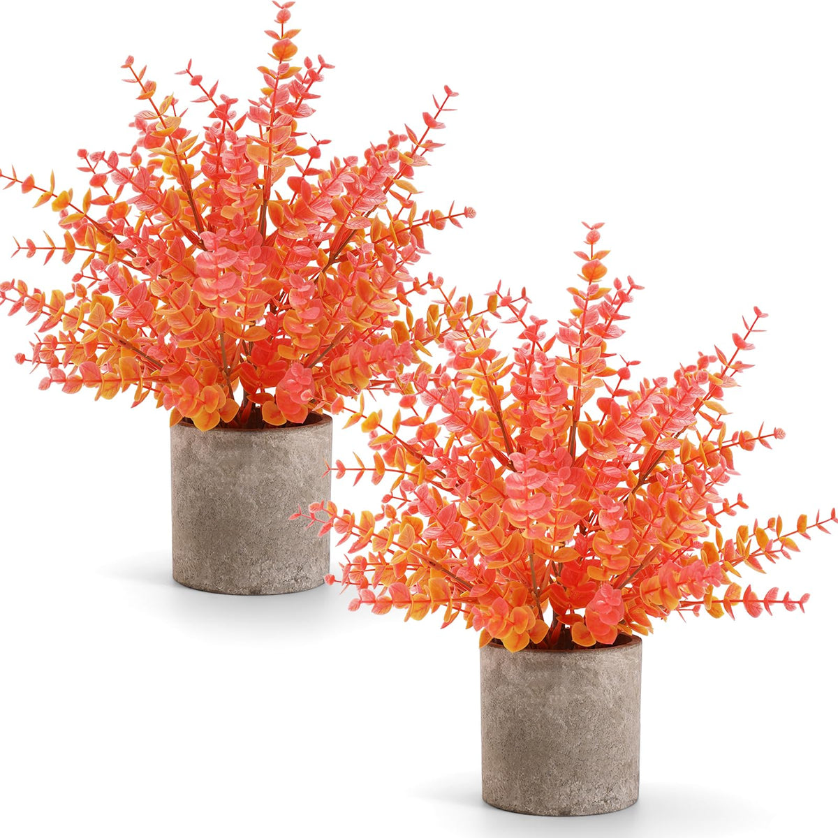 Coferset 2 Pack Small Fake Plants Eucalyptus Potted,Sage Green