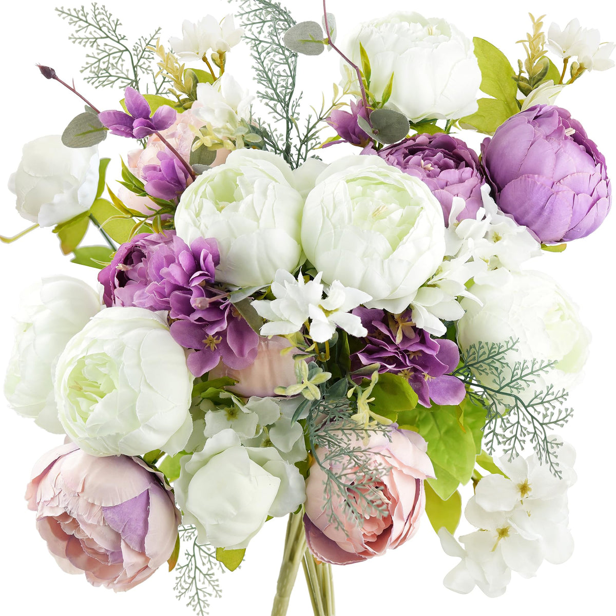 FiveSeasonStuff Artificial Peony Bouquet, Pink, Beige & Green Silk Flowers for Wedding Centerpieces, Bridal Bouquets & Home Decor – Spring Waltz
